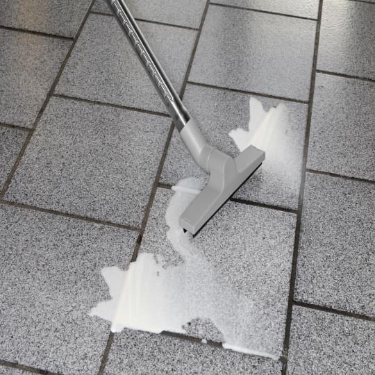 Vacuuming wet floor